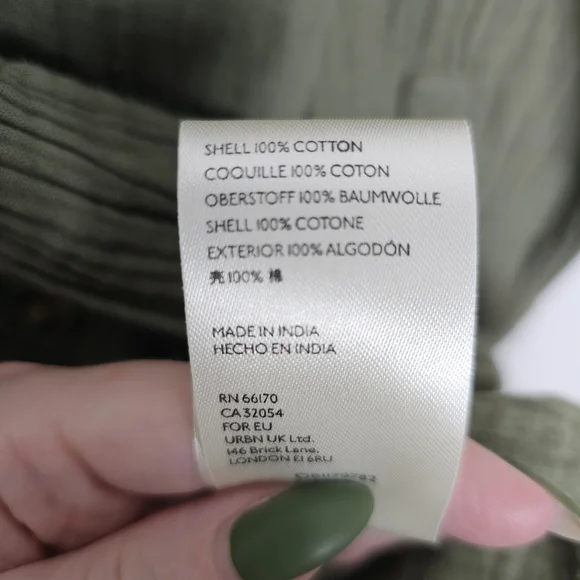 NWT Anthropologie Maeve Katie Gauzy Textured Utility Dress Olive Green 10 - Picture 7 of 9